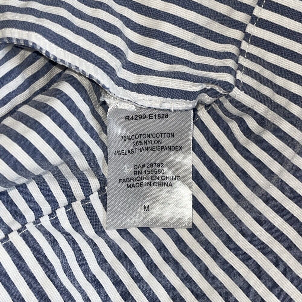 Renuar Seersucker Pinstripe Dress Chambray Blue White M - Picture 7 of 8